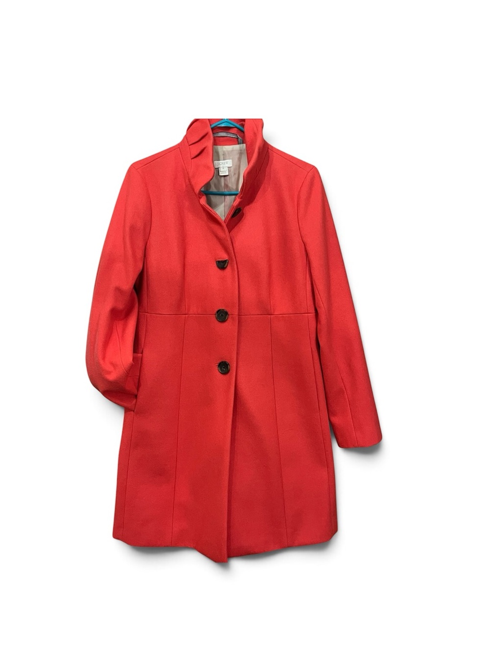 J.Crew Coral Wool Funnel Neck Coat Size 8 B4106 Winter Jacket - Picture 5 of 16